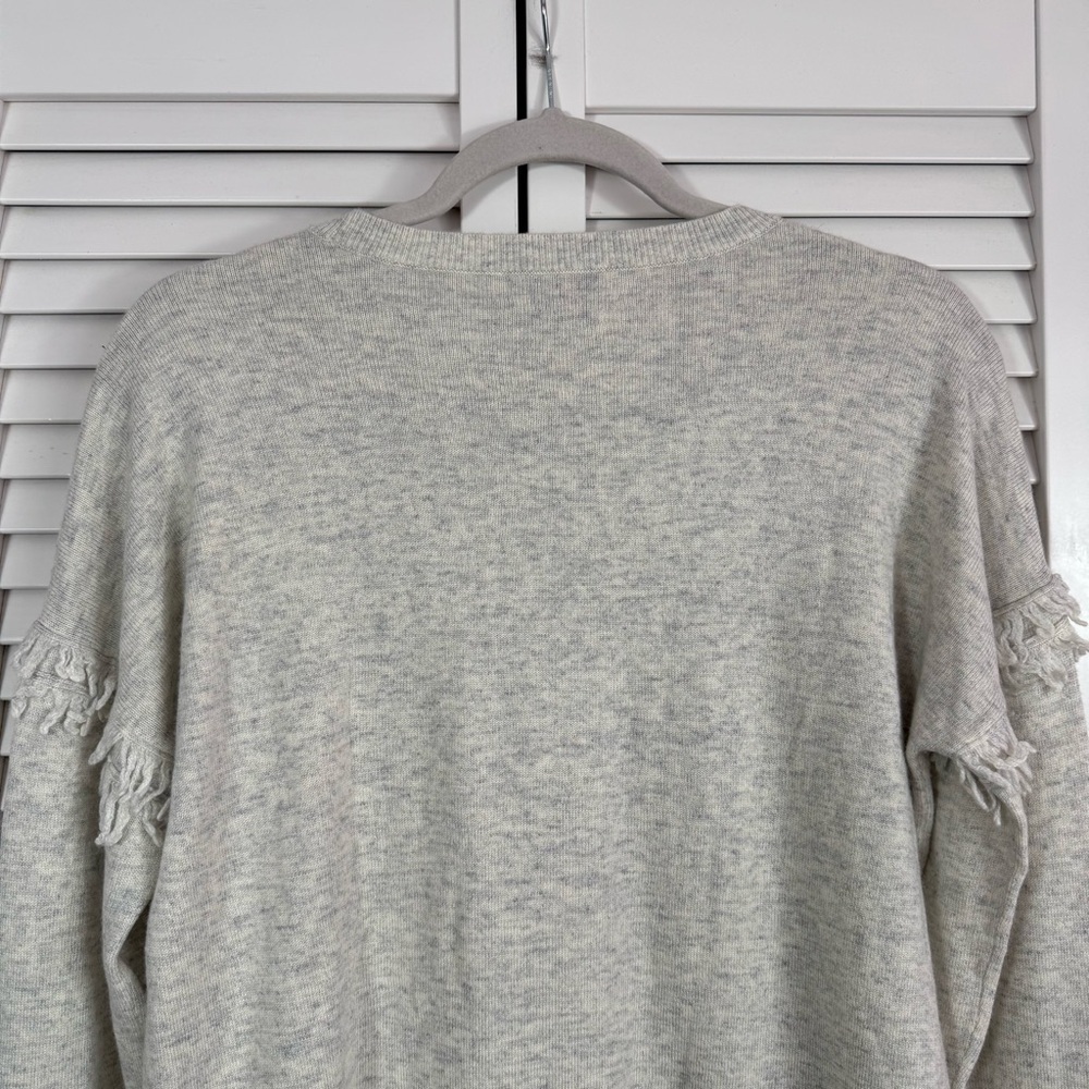 Vineyard Vines Cashmere Merino Wool Drop Shoulder Fringe Sweater Gray Medium - Picture 7 of 9
